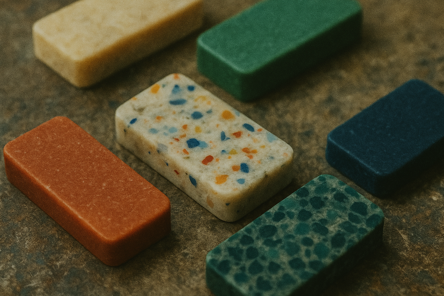 Abstract blue terrazzo texture